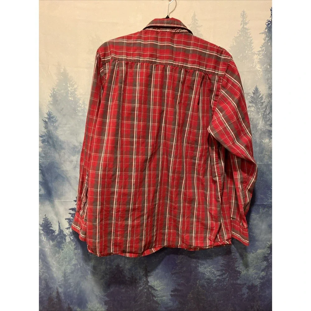 The North Face Shirt Mens Medium Red Plaid Long Sleeve Button Up Pockets Outdoor